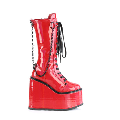 DemoniaCult  Bottes SWING-150 Pat étirement holographique rouge
