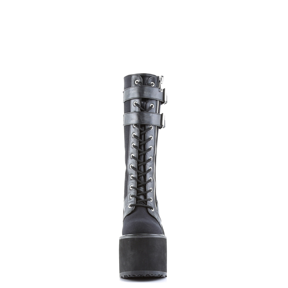 DemoniaCult Womens Boots SWING-221 Blk Canvas-Vegan Leather