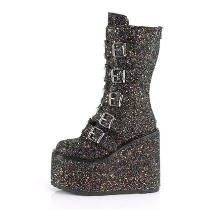 DemoniaCult Bottes de femmes SWING-230G BLK multi-paillettes