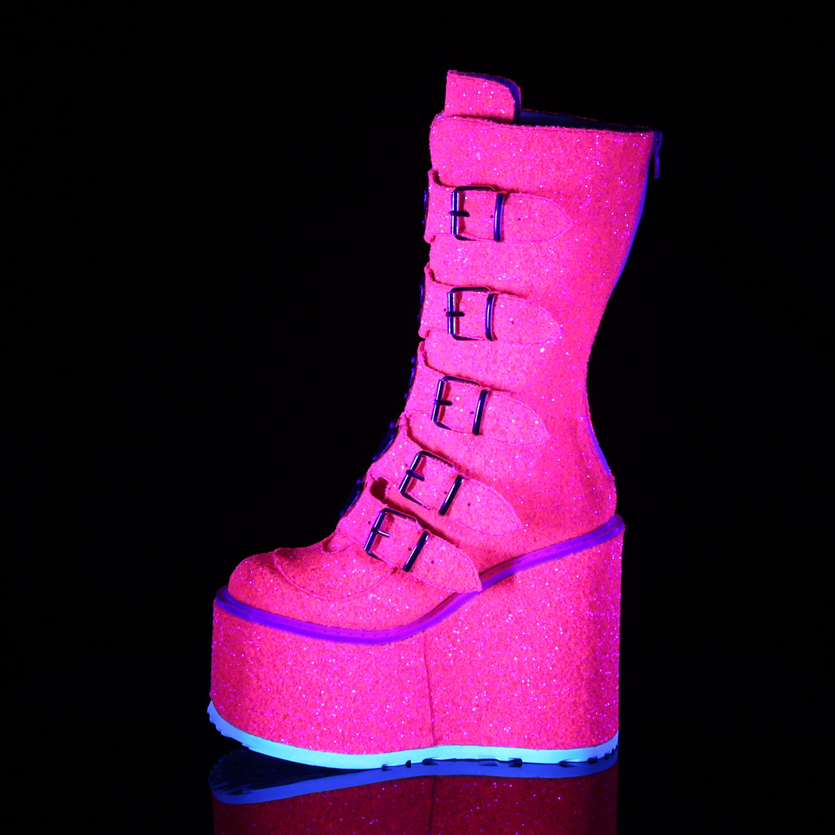 DemoniaCult Bottes de femmes SWING-230g paillettes roses