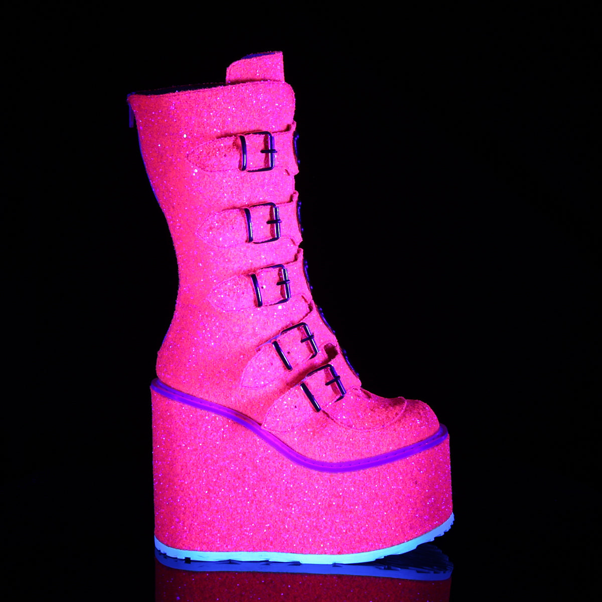 DemoniaCult Bottes de femmes SWING-230g paillettes roses