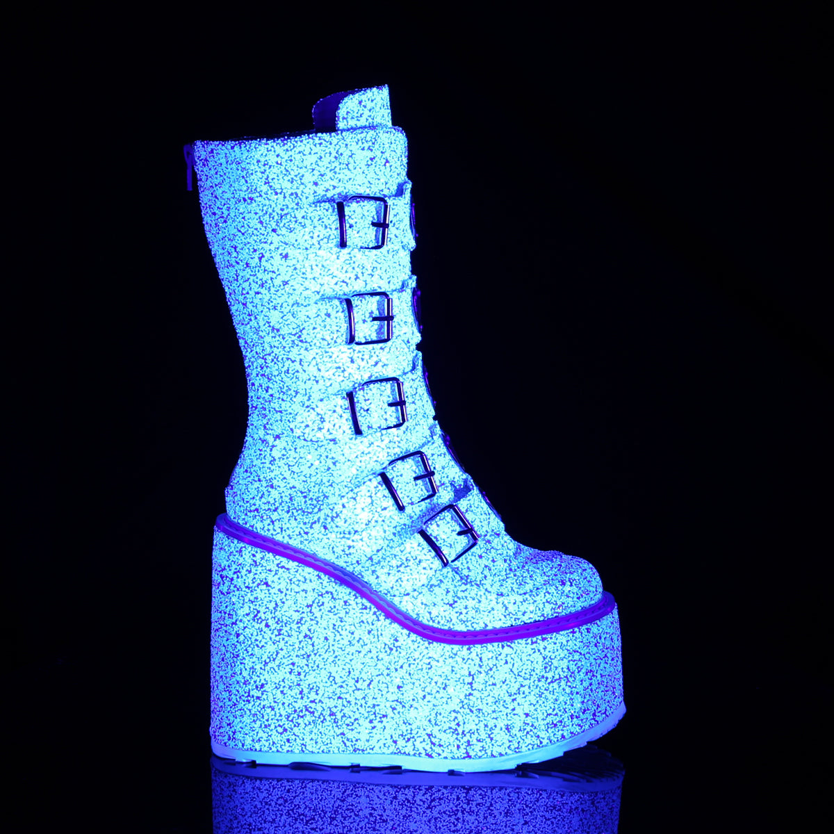 DemoniaCult Bottes de femmes SWING-230g wht multi-paillettes