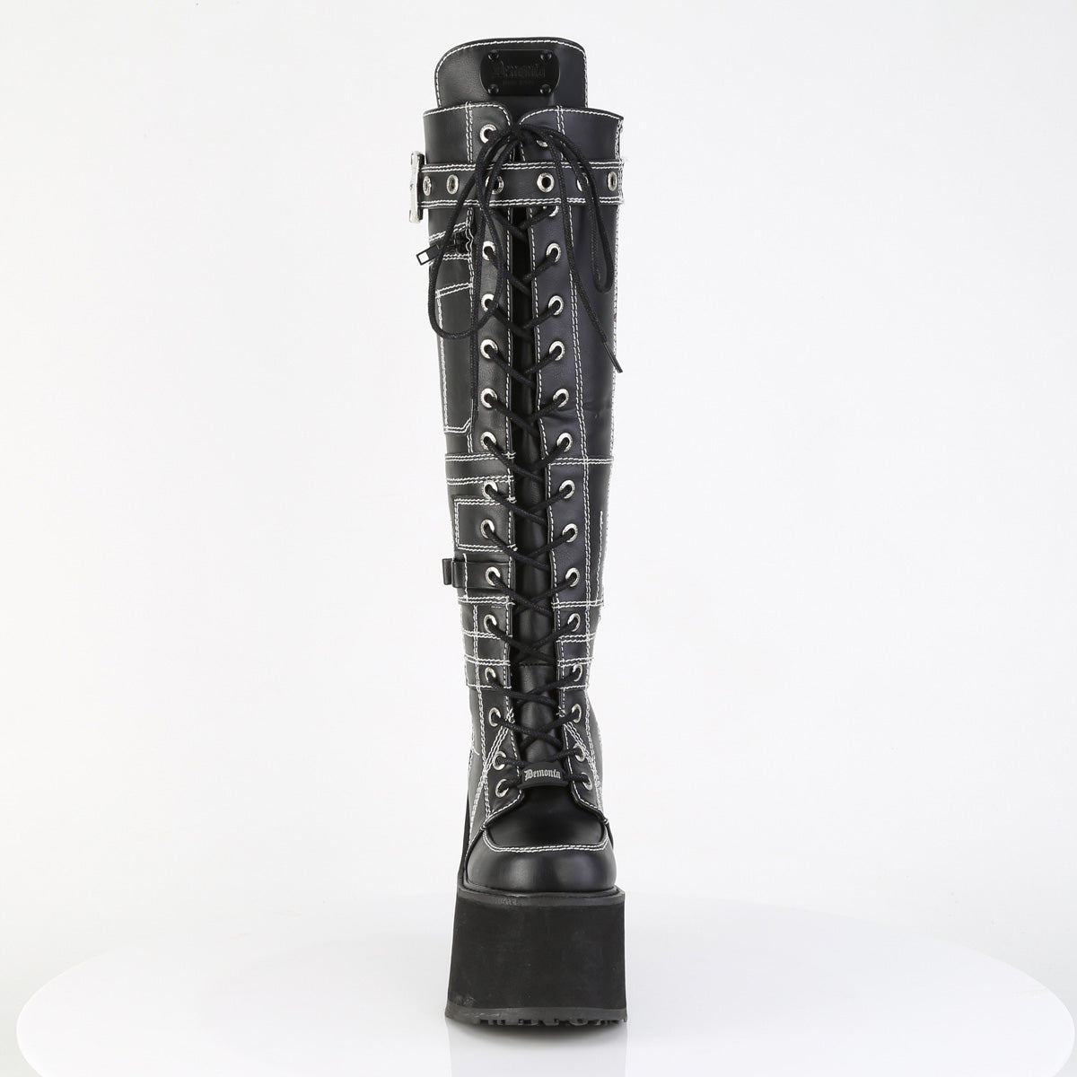 DemoniaCult Women's Mid-Calf & Knee High Boots SWING-260 Blk Vegan Leather
