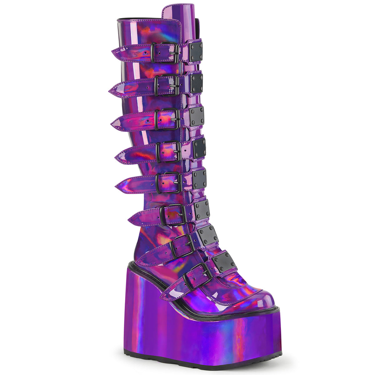 DemoniaCult  Bottes SWING-815 Pat holographique violet
