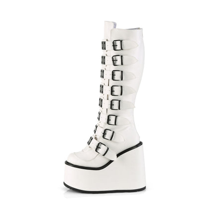 DemoniaCult  Bottes SWING-815 Wht Vegan Leather