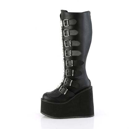 DemoniaCult  Bottes SWING-815wc Blk Vegan Leather