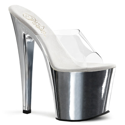 Pleaser Womens Sandals TABOO-701 Clr/Slv Chrome