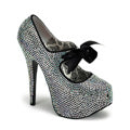 Bordello Womens Pumps TEEZE-04R Iridescent Rhinestones