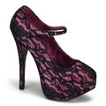 Bordello Pompes pour femmes TEEZE-07L H. dentelle de satin-blk rose