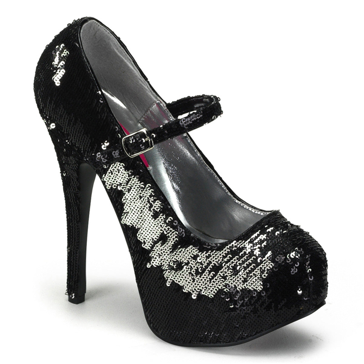 Bordello Pompes pour femmes TEEZE-07SQ Blk-Slv Sequins