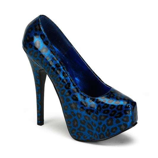 Bordello Pompes pour femmes TEEZE-37 bleu cheetah bleu