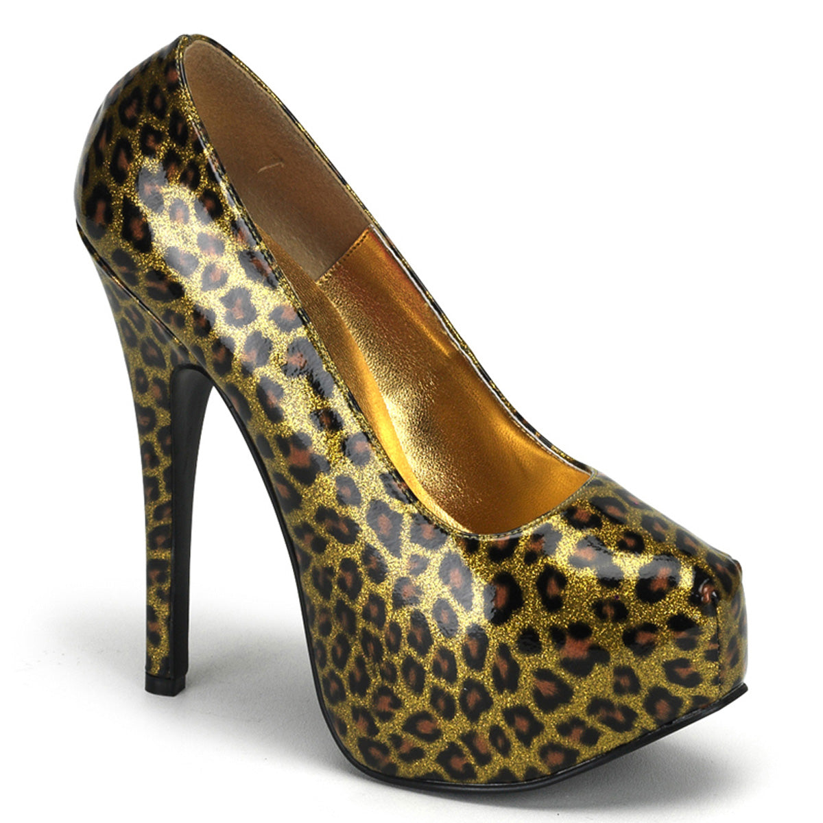 Bordello Pompes pour femmes TEEZE-37 Gold Cheetah Pat