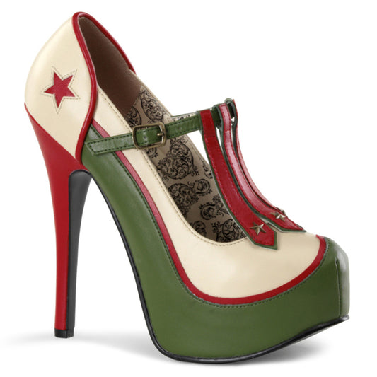 Bordello Pompes pour femmes TEEZE-43 crèmeOlive Vert PU