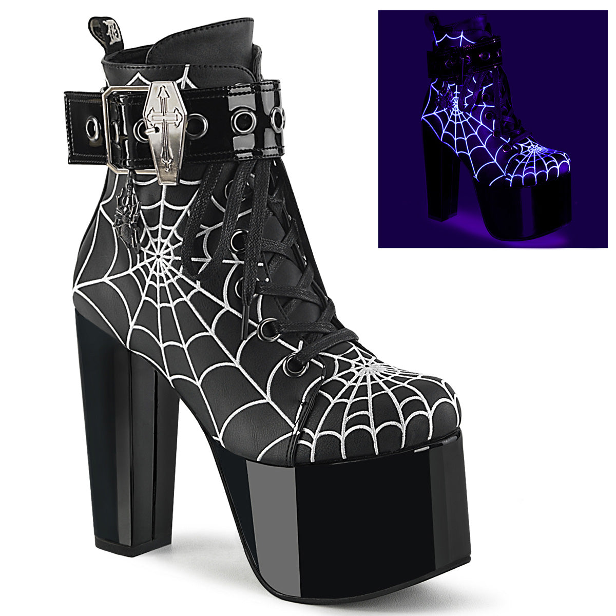 DemoniaCult  Bottines TORMENT-51 Cuir végétalien BLK
