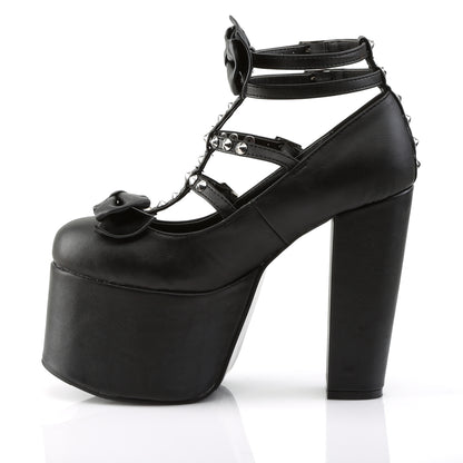 DemoniaCult Pompes pour femmes TORMENT-600 Cuir végétalien BLK