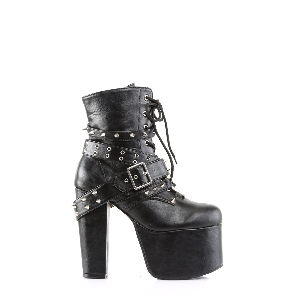 DemoniaCult Womens Ankle Boots TORMENT-700 Blk Vegan Leather
