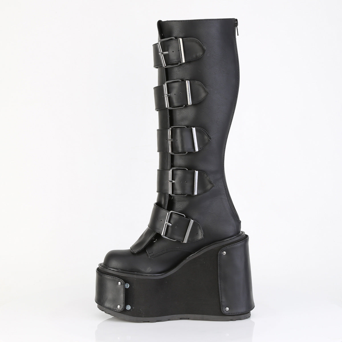 DemoniaCult Women's Mid-Calf & Knee High Boots TRANSFORMER-800 Blk Vegan Leather