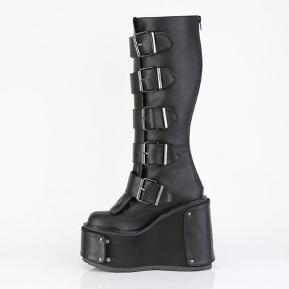 DemoniaCult Women's Mid-Calf & Knee High Boots TRANSFORMER-800 Blk Vegan Leather