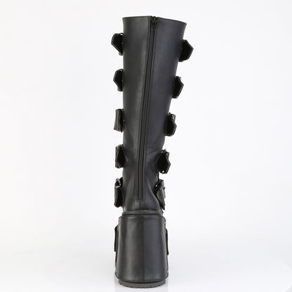 DemoniaCult Women's Mid-Calf & Knee High Boots TRANSFORMER-800 Blk Vegan Leather