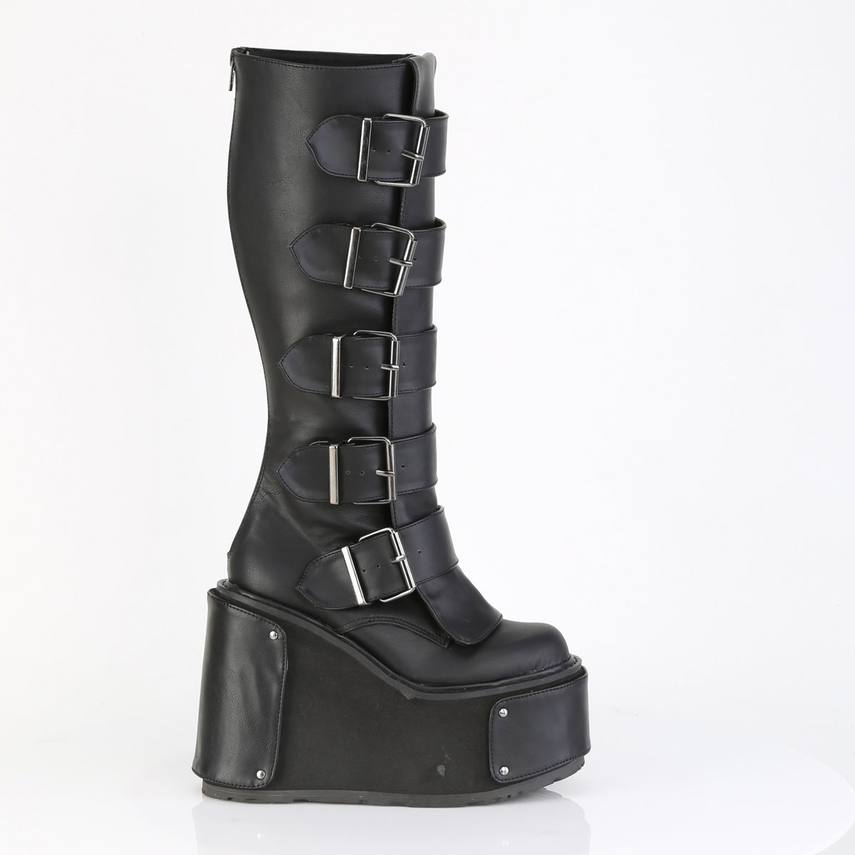 DemoniaCult Women's Mid-Calf & Knee High Boots TRANSFORMER-800 Blk Vegan Leather