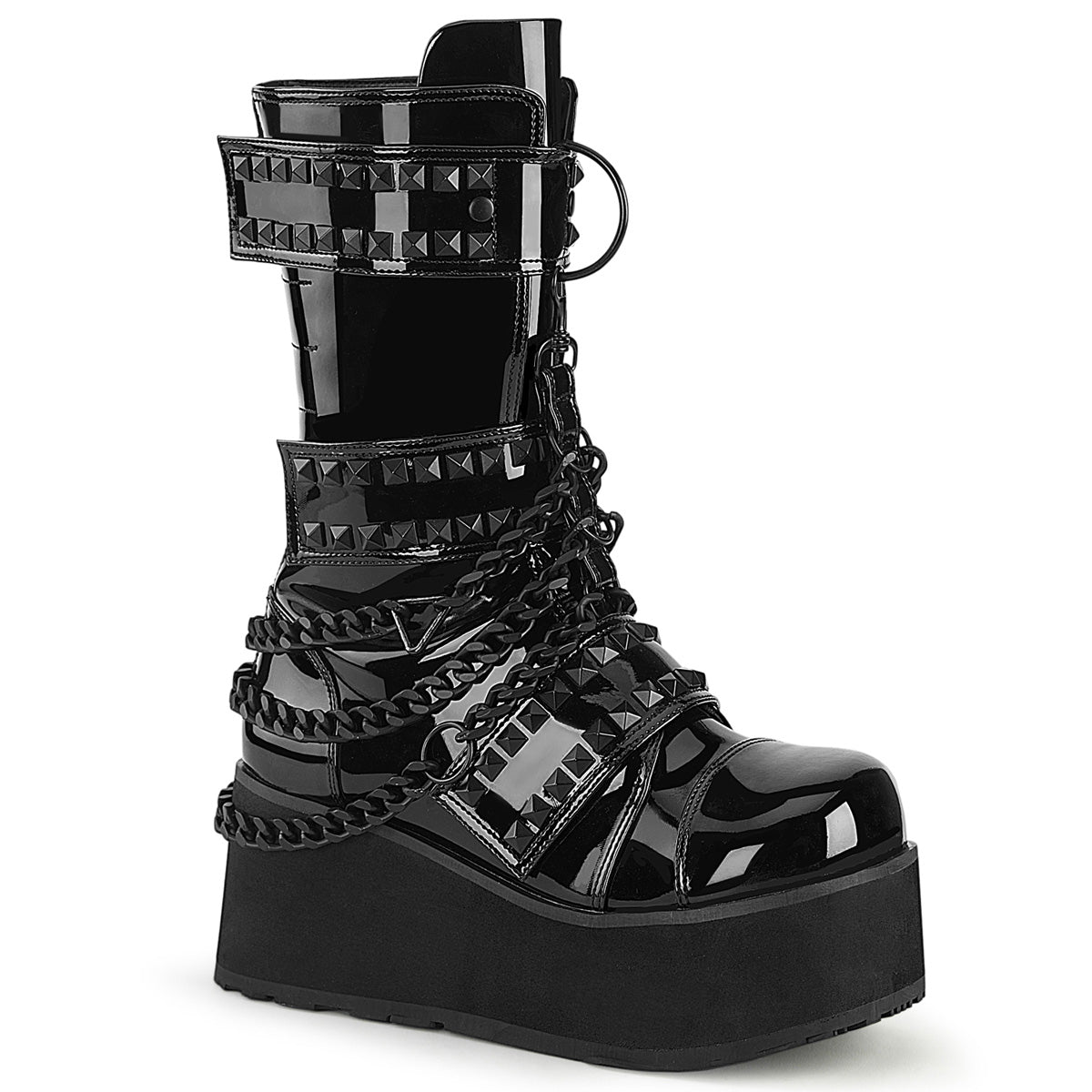 DemoniaCult Bottes pour hommes TRASHVILLE-138 Blk Pat