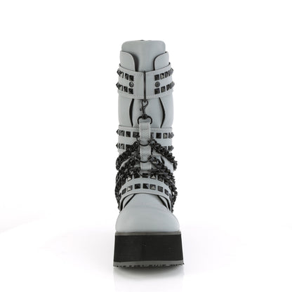DemoniaCult Mens Boots TRASHVILLE-138 Grey Multi Reflective Vegan Leather