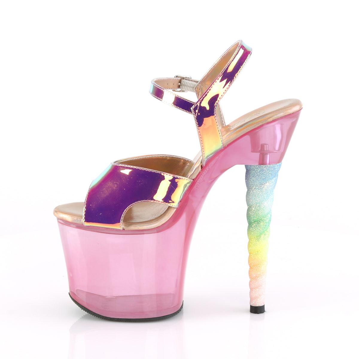 Pleaser Womens Sandals UNICORN-711T Pink Shifting TPU/Bubble Gum Pink Tinted