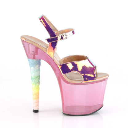 Pleaser Womens Sandals UNICORN-711T Pink Shifting TPU/Bubble Gum Pink Tinted