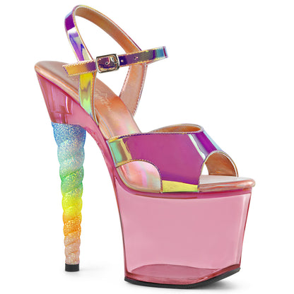 Pleaser Womens Sandals UNICORN-711T Pink Shifting TPU/Bubble Gum Pink Tinted
