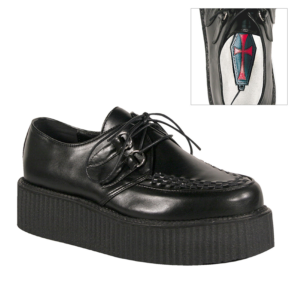 DemoniaCult Mens Low Shoe V-CREEPER-502 Blk Vegan Leather