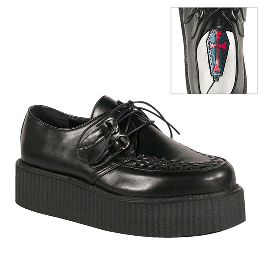 DemoniaCult Mens Low Shoe V-CREEPER-502 Blk Vegan Leather