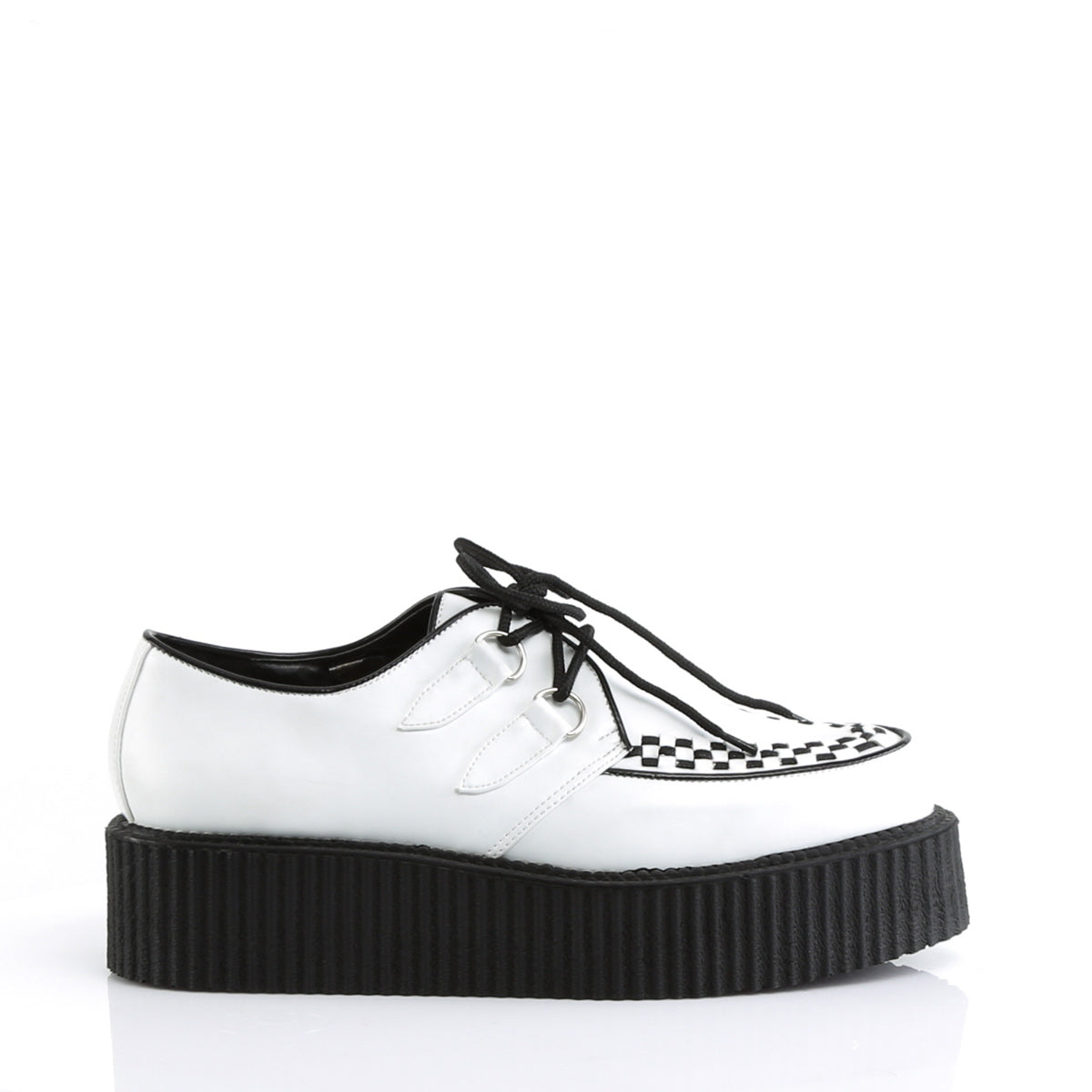 DemoniaCult Mens Low Shoe V-CREEPER-502 Wht Vegan Leather
