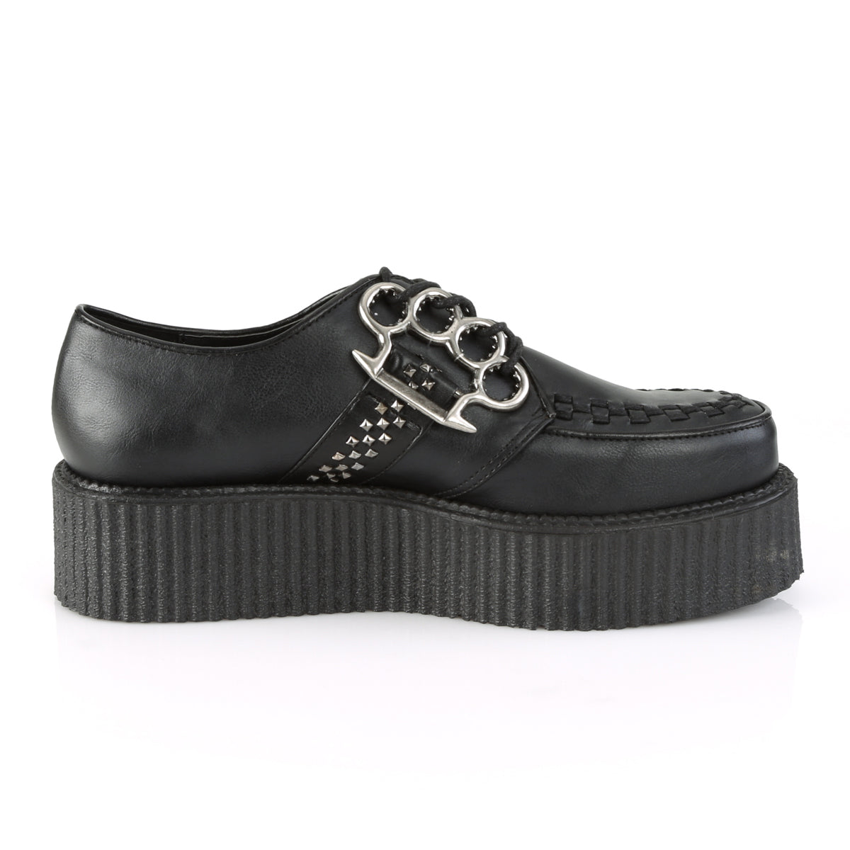 DemoniaCult Chaussure basse pour hommes V-CREEPER-516 Cuir végétalien BLK