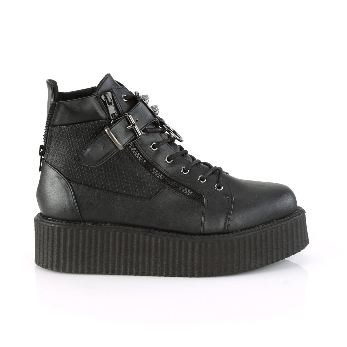 DemoniaCult Mens Low Shoe V-CREEPER-566 Blk Vegan Leather