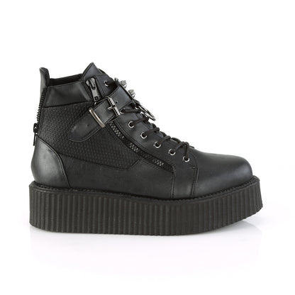 DemoniaCult Mens Low Shoe V-CREEPER-566 Blk Vegan Leather