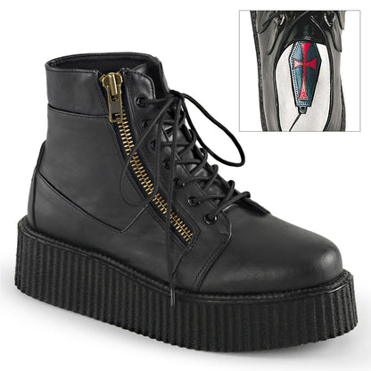 DemoniaCult Chaussure basse pour hommes V-CREEPER-571 Cuir végétalien BLK