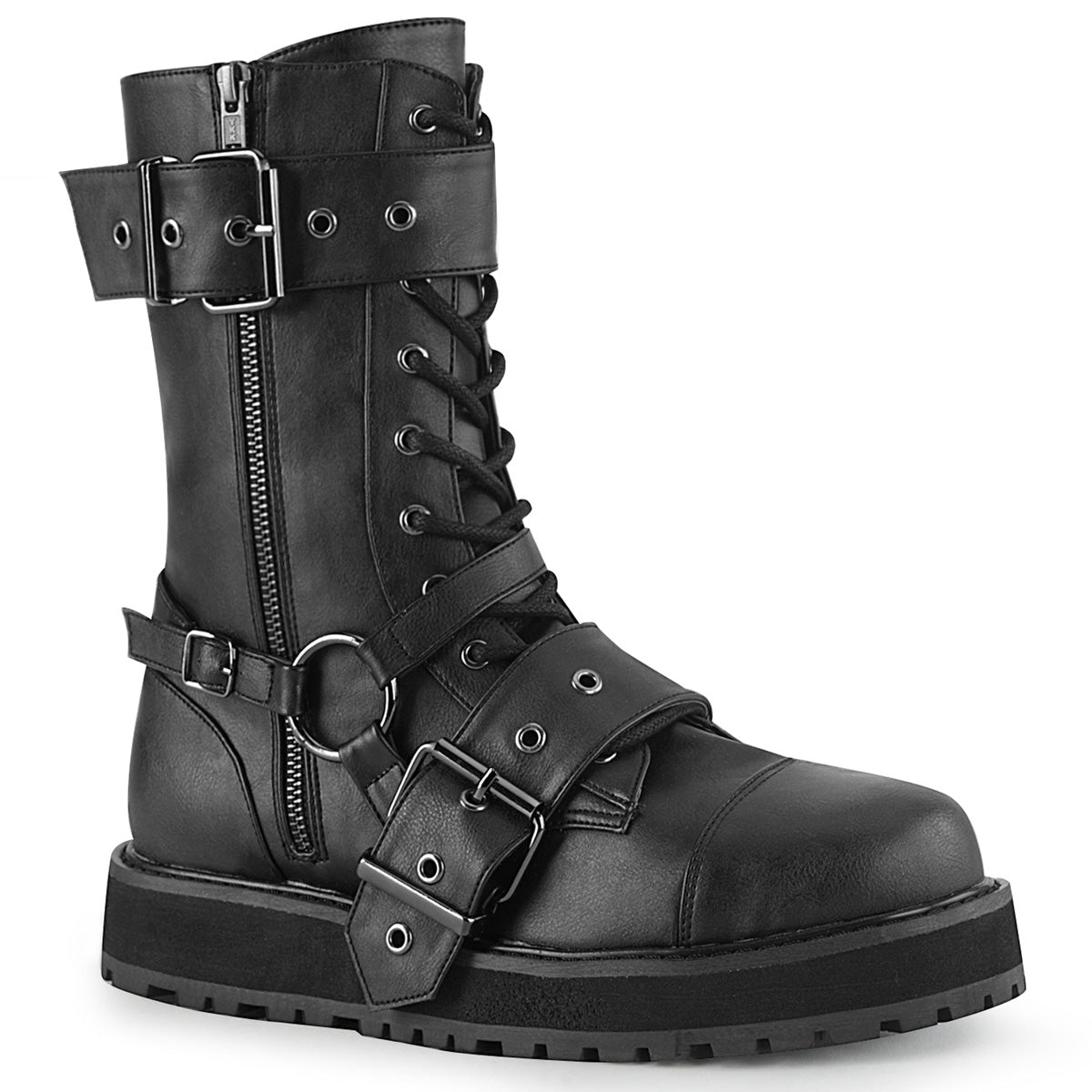 DemoniaCult Mens Boots VALOR-220 Blk Vegan Leather