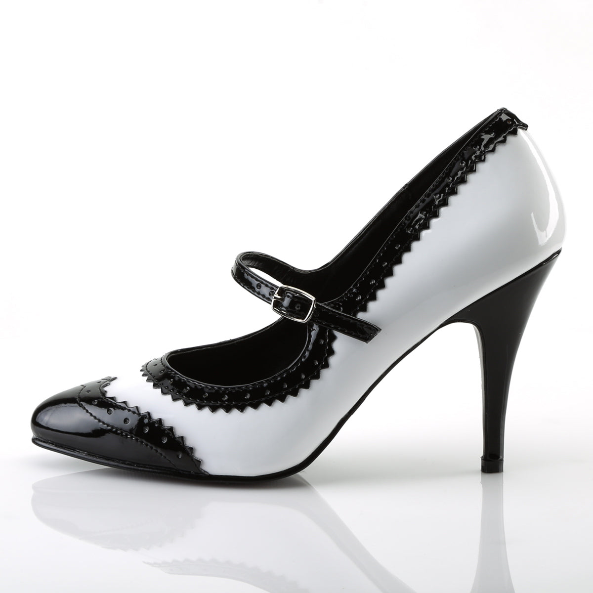 Pleaser Womens Pumps VANITY-442 Blk-Wht Pat