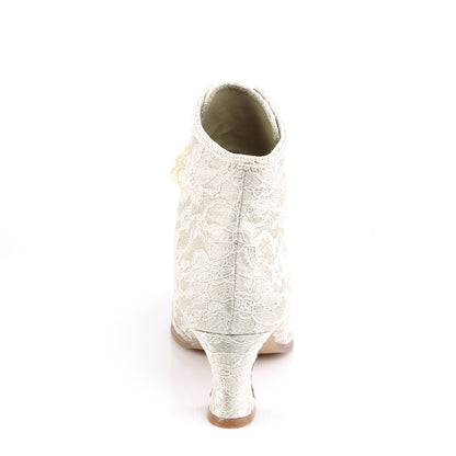 Fabulicious Bottines pour femmes VICTORIAN-30 Champaign Satin-dentelle