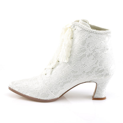 Fabulicious Womens Ankle Boots VICTORIAN-30 Ivory Satin-Lace