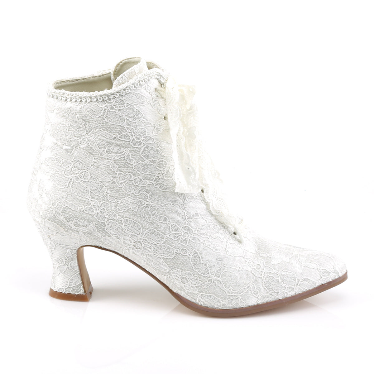 Fabulicious Womens Ankle Boots VICTORIAN-30 Ivory Satin-Lace