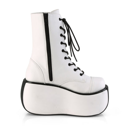 DemoniaCult Womens Ankle Boots VIOLET-120 Wht Vegan Leather