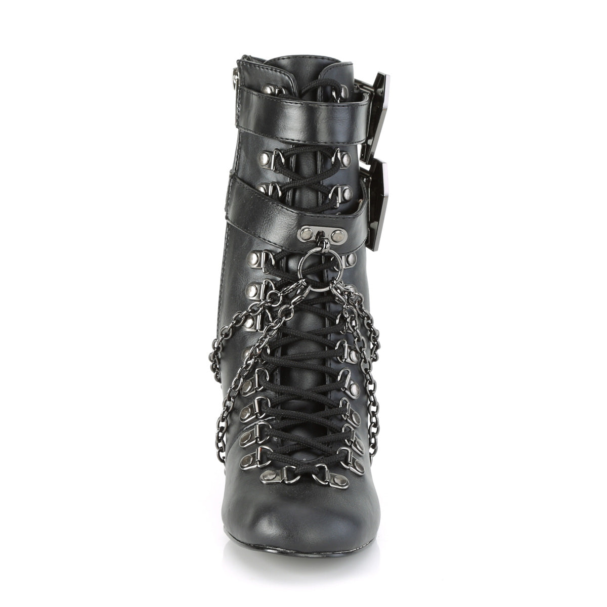 DemoniaCult Bottes de cheville des femmes VIVIKA-128 Cuir végétalien BLK