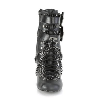 DemoniaCult Bottes de cheville des femmes VIVIKA-128 Cuir végétalien BLK