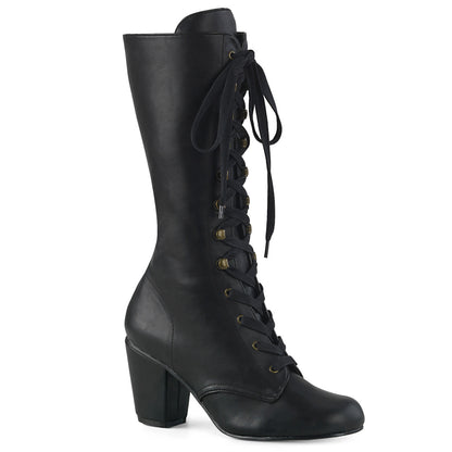DemoniaCult Bottes de femmes VIVIKA-205 Cuir végétalien BLK