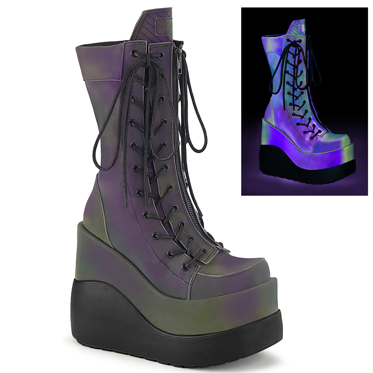 DemoniaCult  Boots VOID-118 Green Multi Reflective