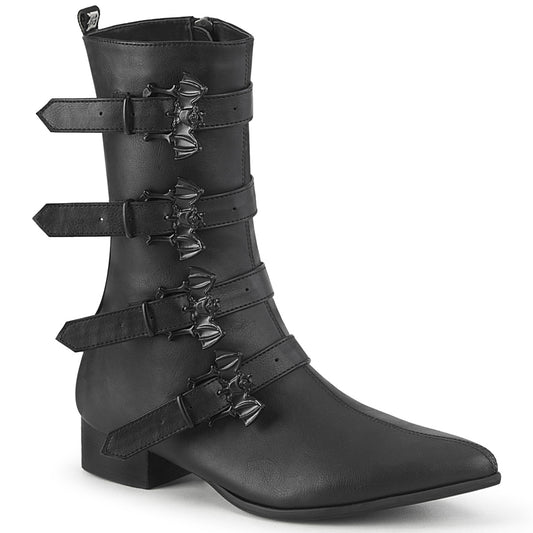 DemoniaCult Bottes pour hommes WARLOCK-110-b en cuir végétalien BLK