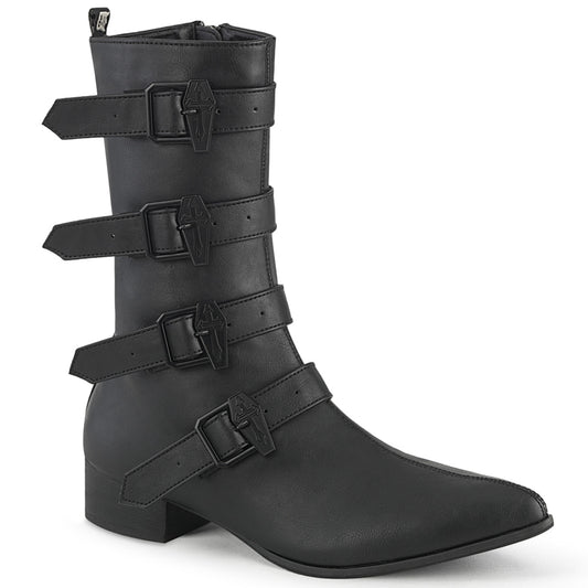 DemoniaCult Bottes pour hommes WARLOCK-110-C Cuir végétalien BLK