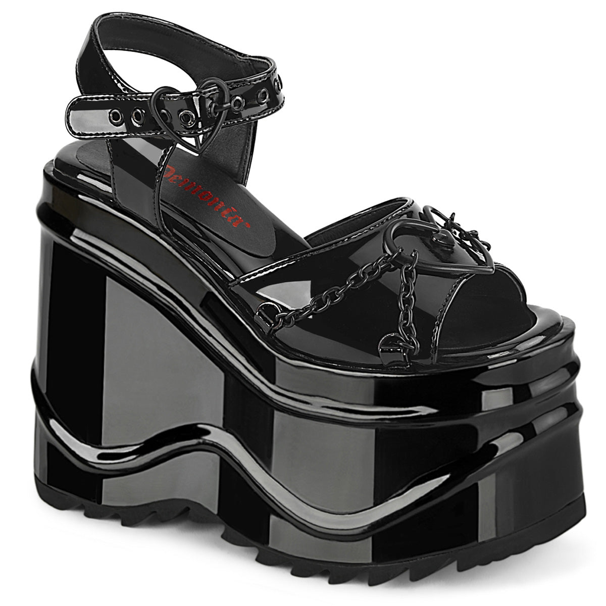 DemoniaCult Womens Sandals WAVE-09 Blk Pat
