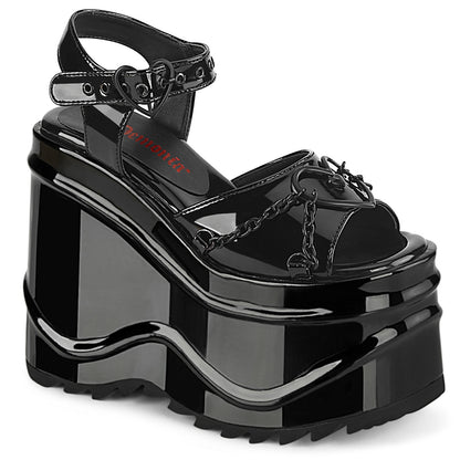 DemoniaCult Womens Sandals WAVE-09 Blk Pat